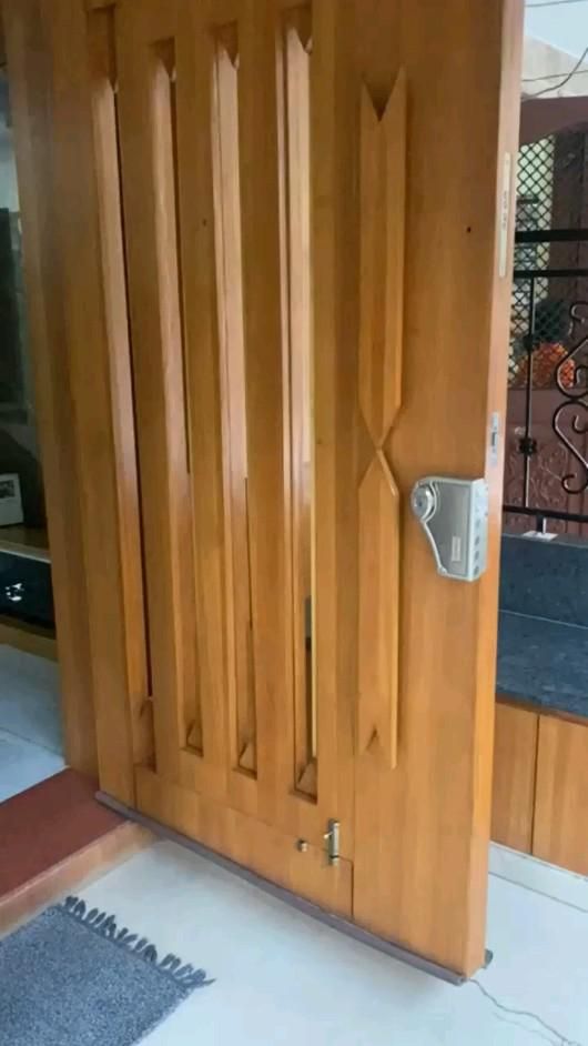 Contemporary Wooden Entry Door with Modern Locking System