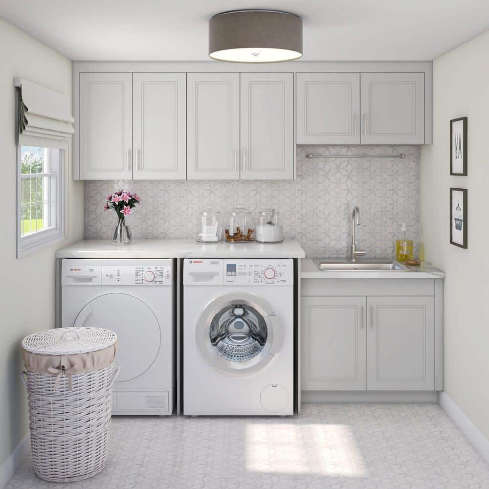 Bright Modern Laundry Room with Subtle Geometric Accents