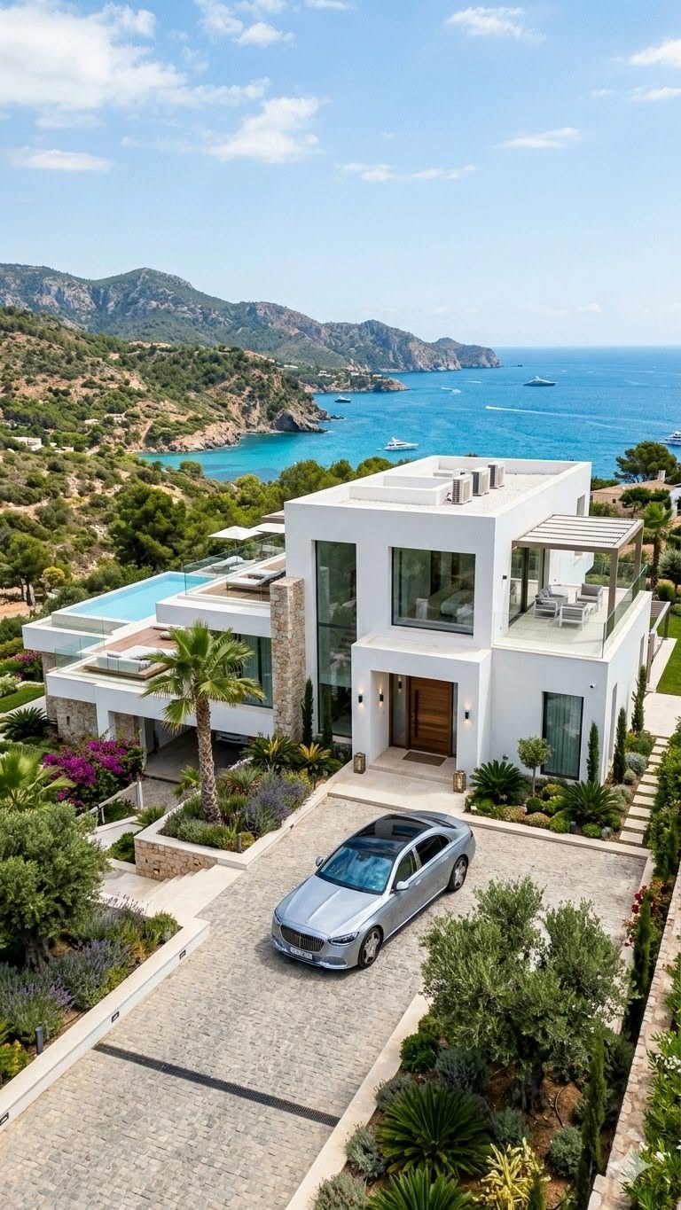 Modern Coastal Villa With Infinity Pool and Mediterranean Views